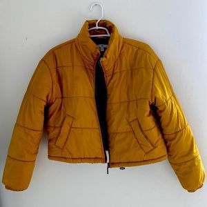 Mustard Yellow Cropped Puffer Jacket
